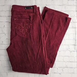 Royalty For Me Jeans Plus Size 16 Wine Red Corduroy Stretch Embroidered Straight